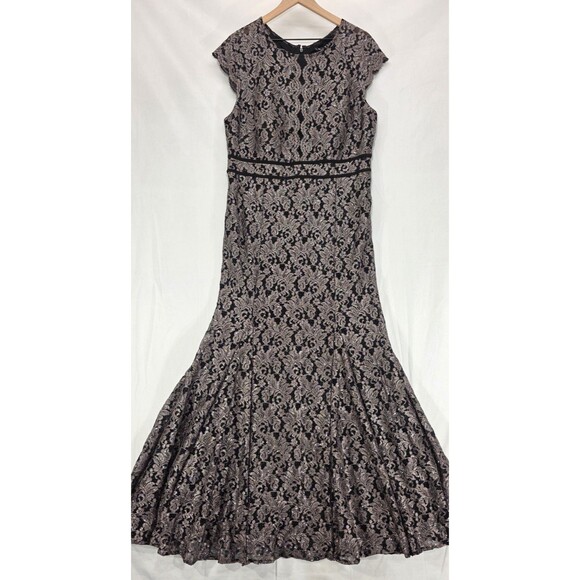 Nightway Dresses & Skirts - Nightway Lace Mermaid Gown Long Formal Dress Metallic Black MOB Glam Party 18W